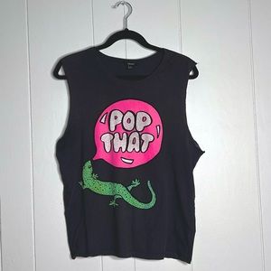 Forever 21 Black Sleeveless “Pop That” Muscle Tee Size M